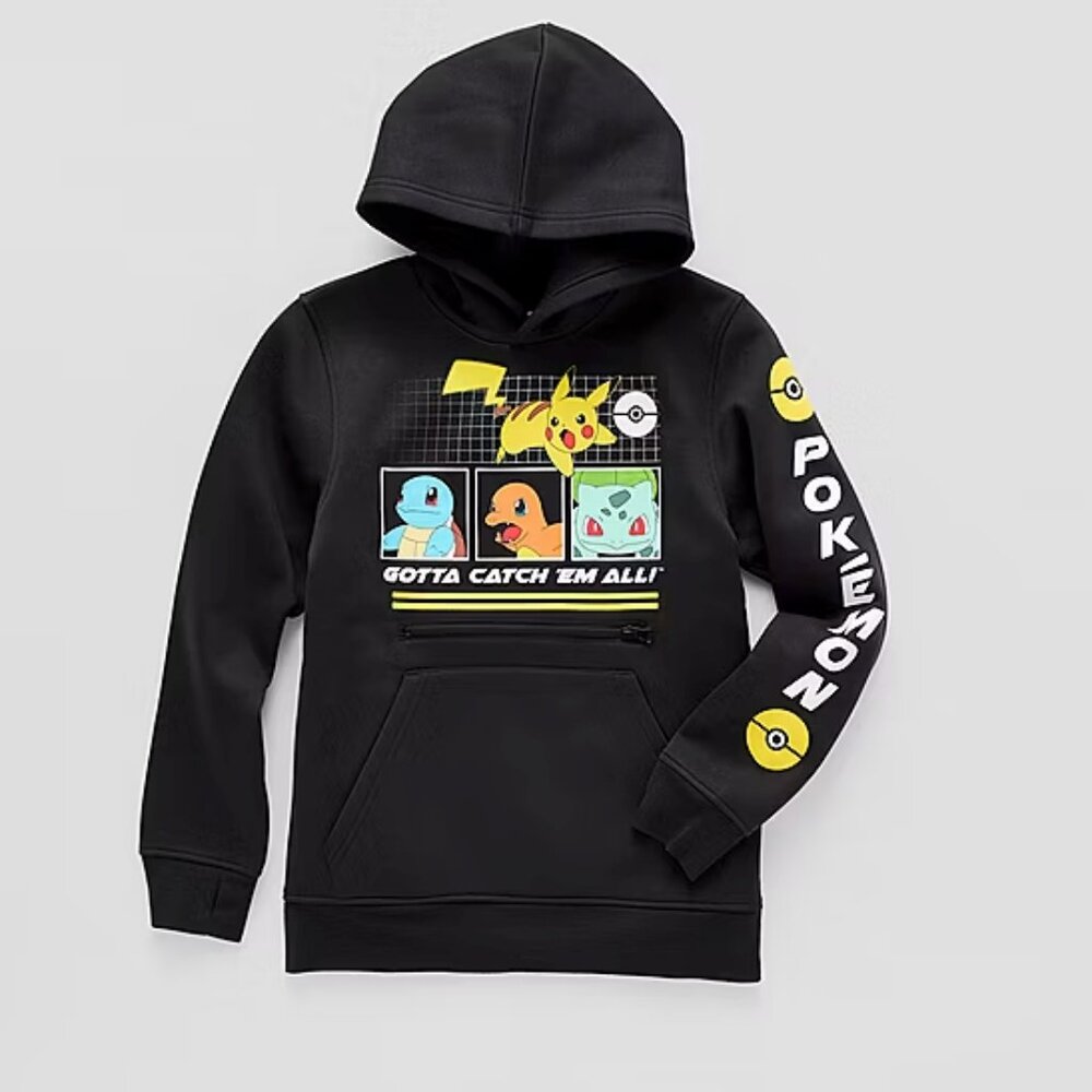 Little & Big Kid Boys Long Sleeve Pokeman Fleece Hoodie - Black Sz XXS (4 -5)